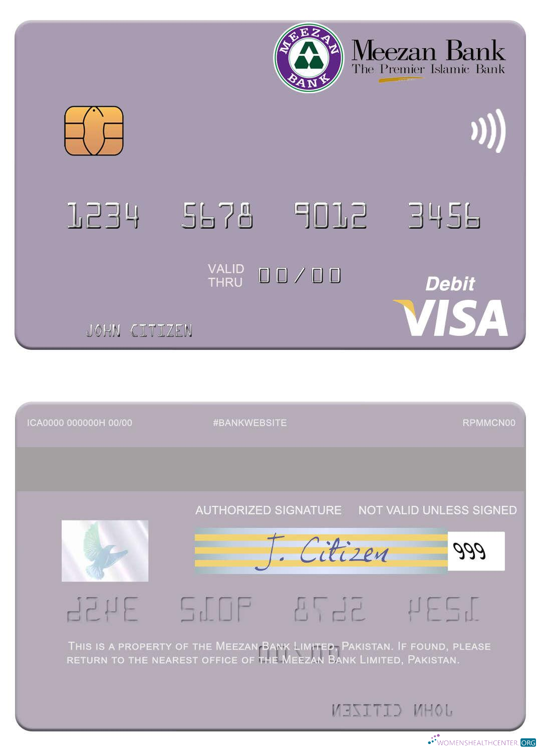 Download Pakistan Meezan Bank Limited visa debit card Photoshop template